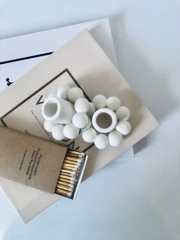 پایه شمع دکوراتیو با سنگ مصنوعی مرواریدی