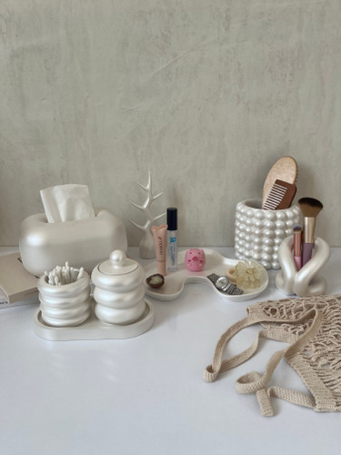 ست بتنی ارگانایزر لوازم آرایشی مینیمال مخصوص میز آرایش